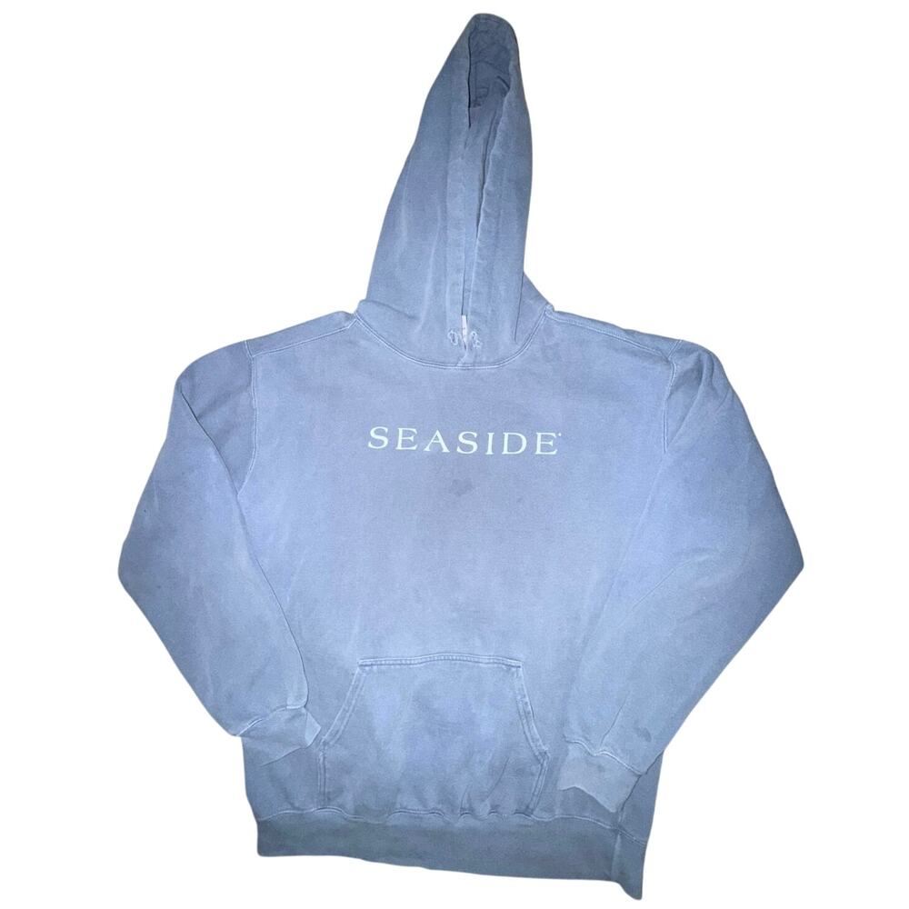 Seaside Hoodie Sweatshirt Womens medium Blue Comfort Colors Fleece Pullover